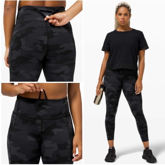 Lululemon Fast and Free Tight II 25" Heritage 365 Camo Deep Coal Multi Size 2 - Picture 13 of 14